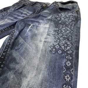 Grace in LA‎ Jeans Women's 33 Western Straight Easy Fit Cow Hoof Print Embroider